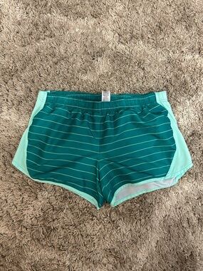 Women’s Teal Striped Athletic Works Shorts. XL
